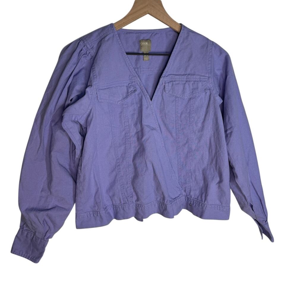 ASOS Wrap Blouse Purple Button Front Shirt  Size 6
